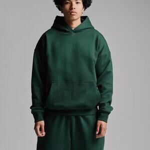 Hours Drop Shoulder Hoodie Pullover Oversized Boxy Heavy Forest Green Men’s XL